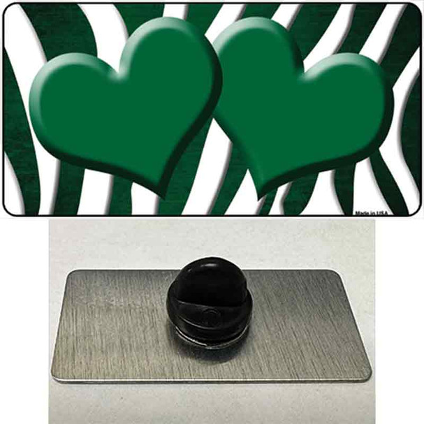 Green White Zebra Hearts Oil Rubbed Wholesale Novelty Metal Hat Pin