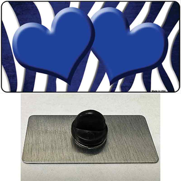 Blue White Zebra Hearts Oil Rubbed Wholesale Novelty Metal Hat Pin