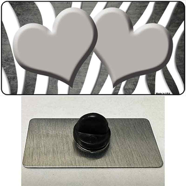 Gray White Zebra Hearts Oil Rubbed Wholesale Novelty Metal Hat Pin