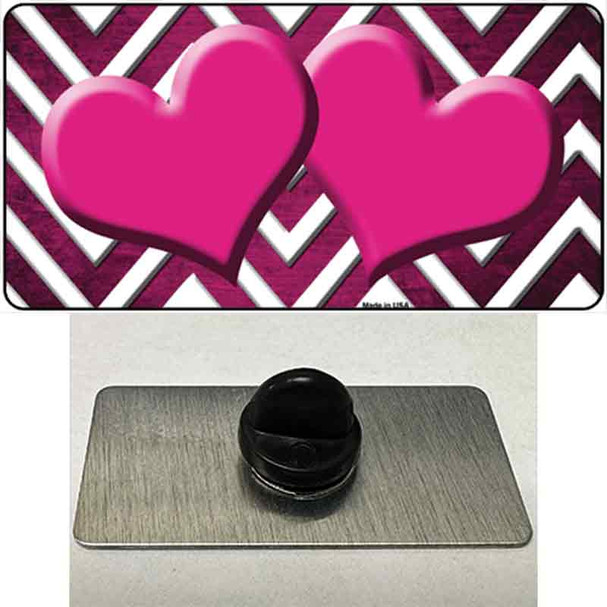 Pink White Hearts Chevron Oil Rubbed Wholesale Novelty Metal Hat Pin