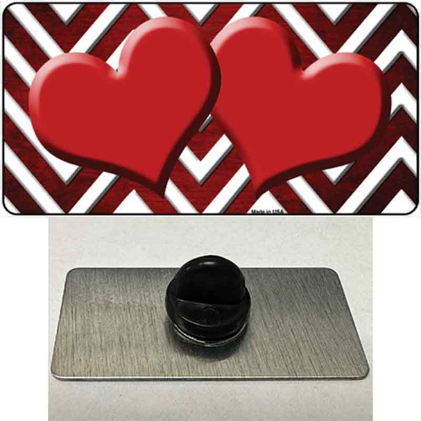 Red White Hearts Chevron Oil Rubbed Wholesale Novelty Metal Hat Pin