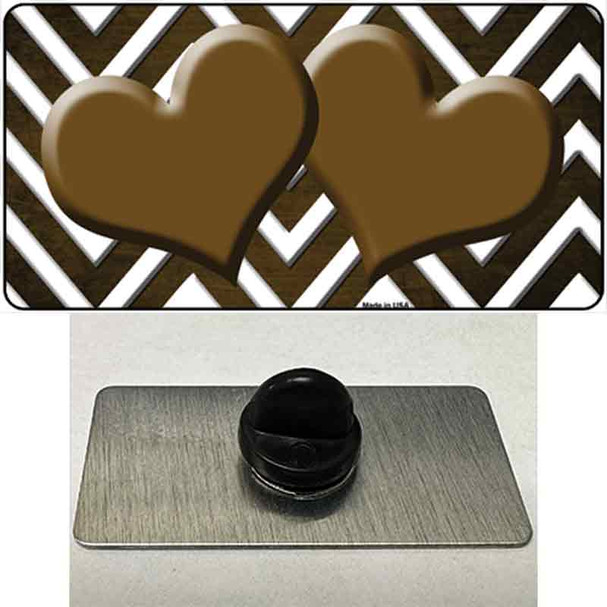 Brown White Hearts Chevron Oil Rubbed Wholesale Novelty Metal Hat Pin