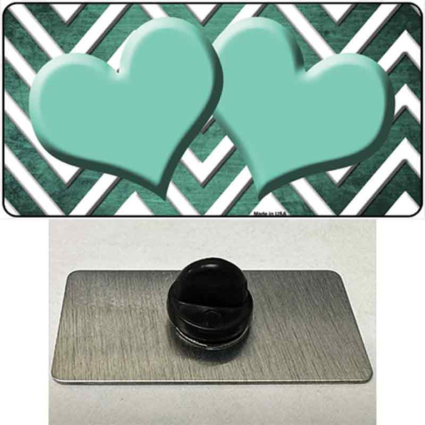 Mint White Hearts Chevron Oil Rubbed Wholesale Novelty Metal Hat Pin