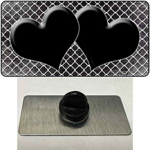 Black White Quatrefoil Hearts Oil Rubbed Wholesale Novelty Metal Hat Pin