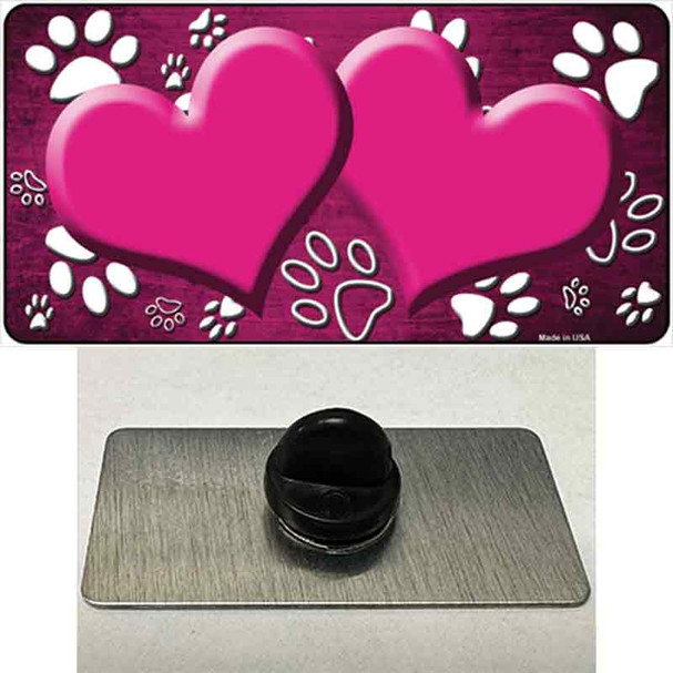 Paw Heart Pink White Wholesale Novelty Metal Hat Pin