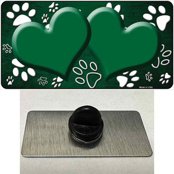 Paw Heart Green White Wholesale Novelty Metal Hat Pin