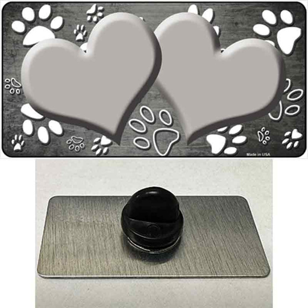 Paw Heart Gray White Wholesale Novelty Metal Hat Pin