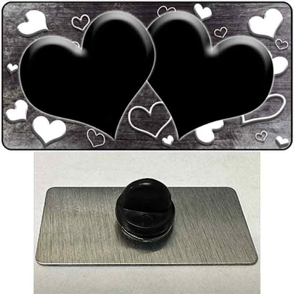 Black White Love Hearts Oil Rubbed Wholesale Novelty Metal Hat Pin