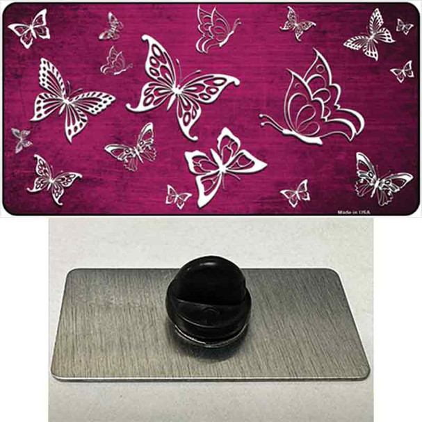 Pink White Butterfly Oil Rubbed Wholesale Novelty Metal Hat Pin