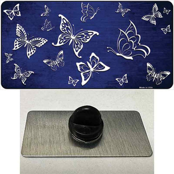 Blue White Butterfly Oil Rubbed Wholesale Novelty Metal Hat Pin