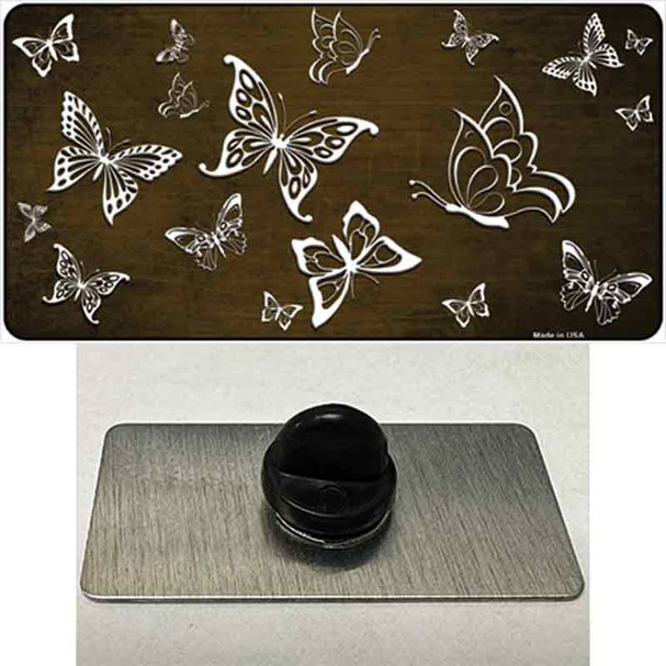 Brown White Butterfly Oil Rubbed Wholesale Novelty Metal Hat Pin