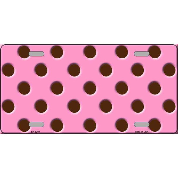 Chocolate Brown Polka Dots Pink Wholesale Metal Novelty License Plate