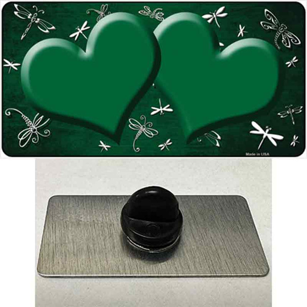 Green White Dragonfly Hearts Oil Rubbed Wholesale Novelty Metal Hat Pin