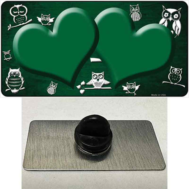 Green White Owl Hearts Oil Rubbed Wholesale Novelty Metal Hat Pin