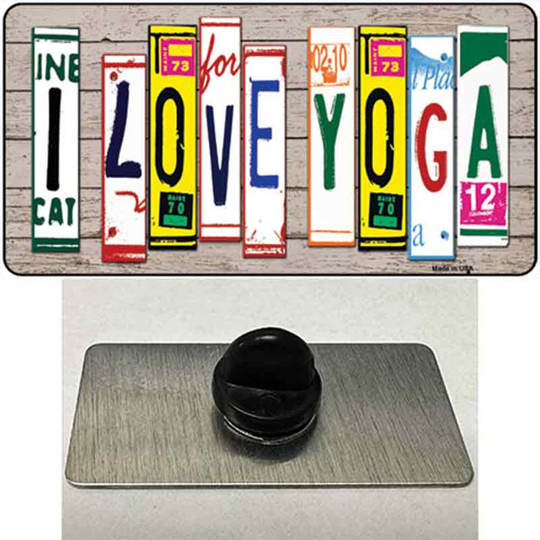 I Love Yoga Wood License Plate Art Wholesale Novelty Metal Hat Pin
