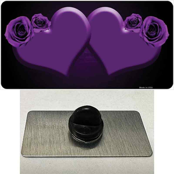 Hearts Over Roses In Purple Wholesale Novelty Metal Hat Pin