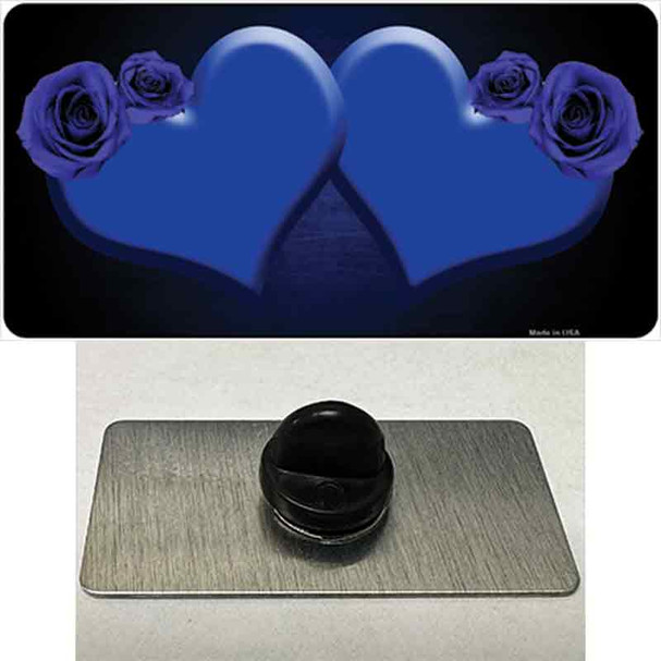 Hearts Over Roses In Blue Wholesale Novelty Metal Hat Pin