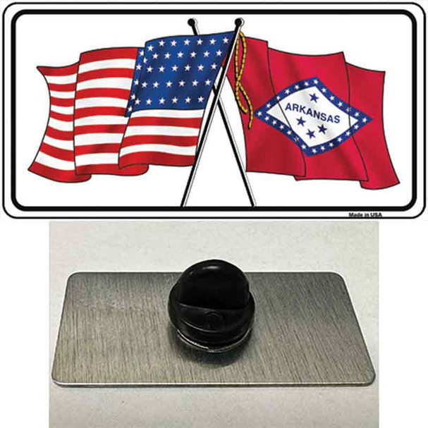 Arkansas Crossed US Flag Wholesale Novelty Metal Hat Pin