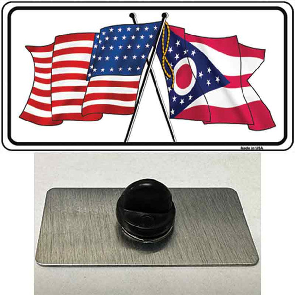 Ohio Crossed US Flag Wholesale Novelty Metal Hat Pin