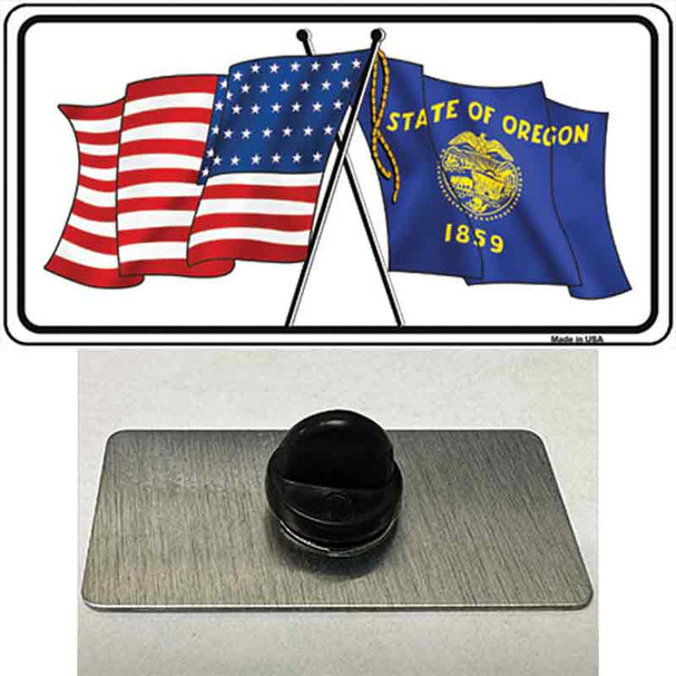 Oregon Crossed US Flag Wholesale Novelty Metal Hat Pin