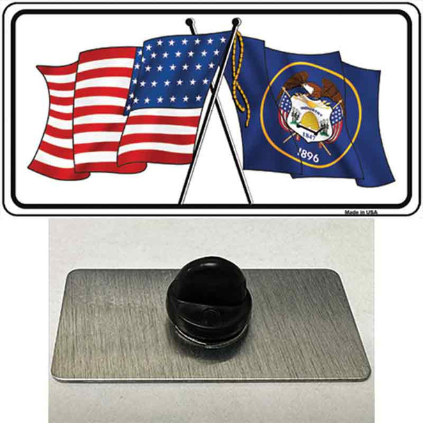 Utah Crossed US Flag Wholesale Novelty Metal Hat Pin
