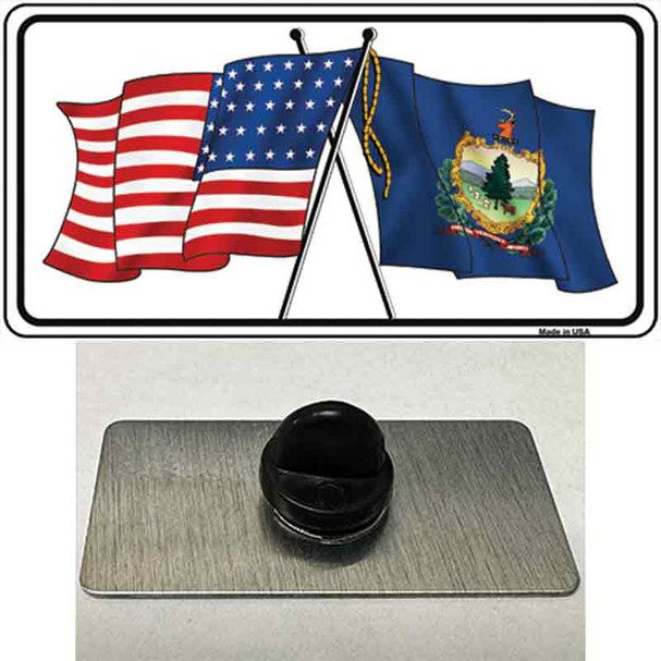 Vermont Crossed US Flag Wholesale Novelty Metal Hat Pin