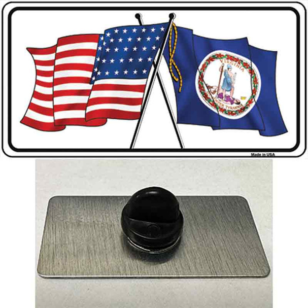 Virginia Crossed US Flag Wholesale Novelty Metal Hat Pin