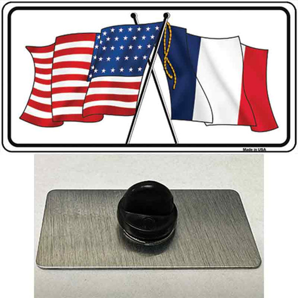 France Crossed US Flag Wholesale Novelty Metal Hat Pin