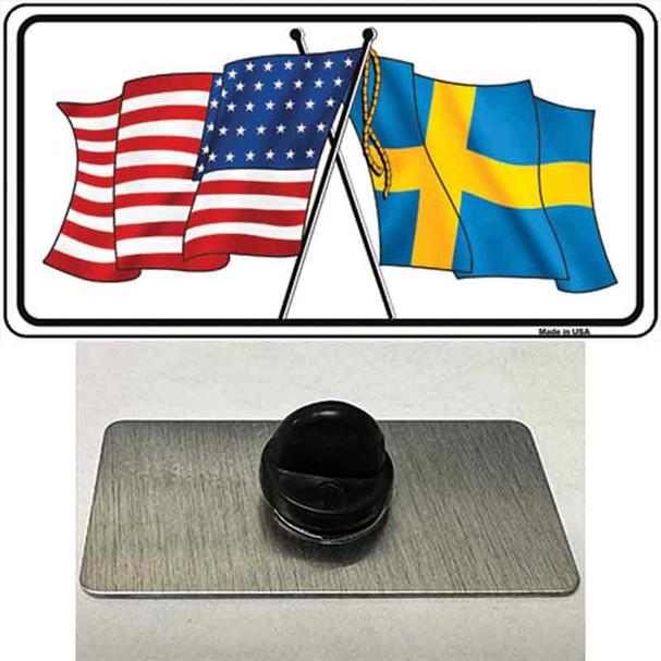 Sweden Crossed US Flag Wholesale Novelty Metal Hat Pin