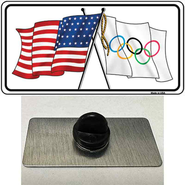 Olympic Crossed US Flag Wholesale Novelty Metal Hat Pin