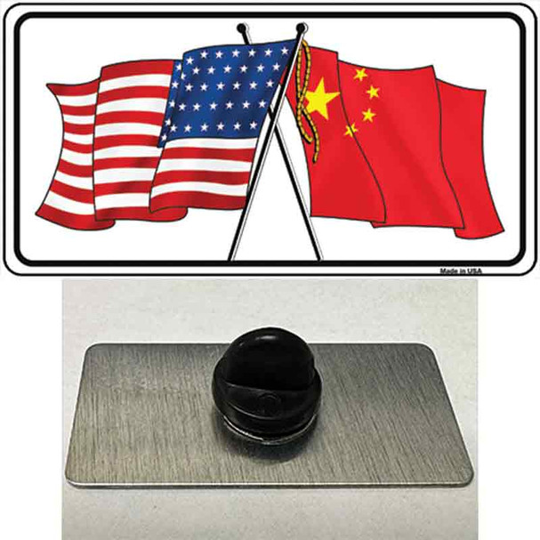 China Crossed US Flag Wholesale Novelty Metal Hat Pin