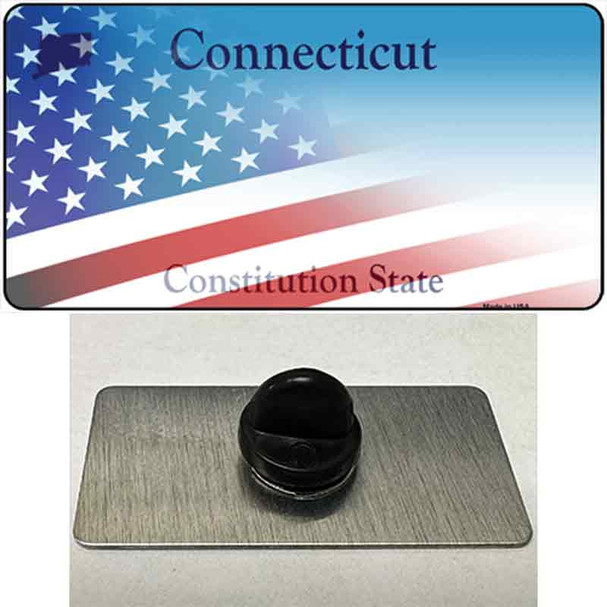 Connecticut with American Flag Wholesale Novelty Metal Hat Pin