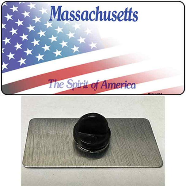 Massachusetts with American Flag Wholesale Novelty Metal Hat Pin