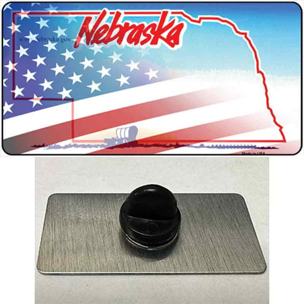 Nebraska with American Flag Wholesale Novelty Metal Hat Pin