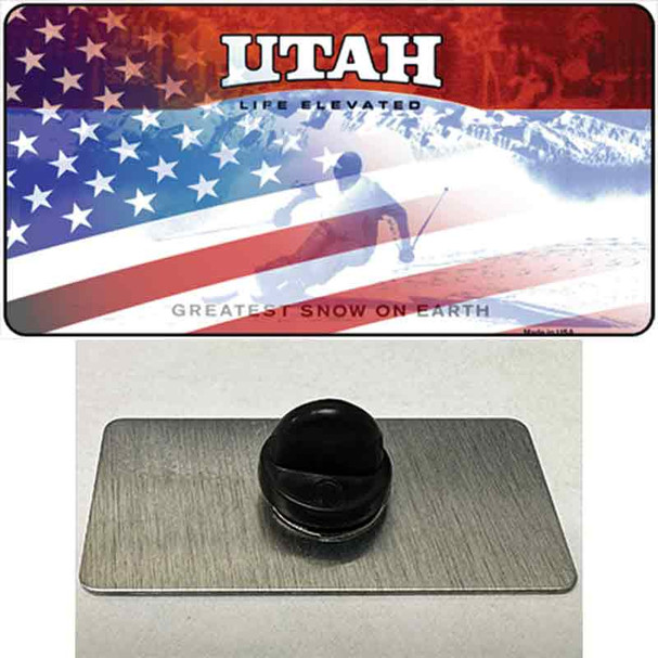 Utah with American Flag Wholesale Novelty Metal Hat Pin