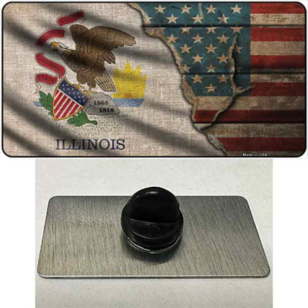Illinois/American Flag Wholesale Novelty Metal Hat Pin