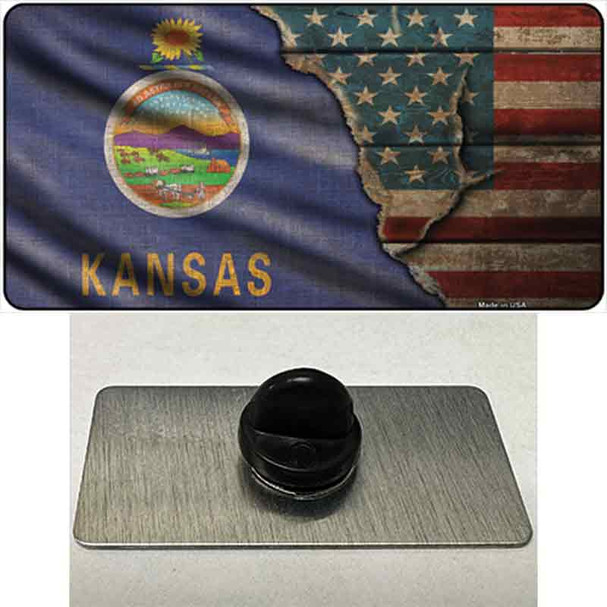 Kansas/American Flag Wholesale Novelty Metal Hat Pin