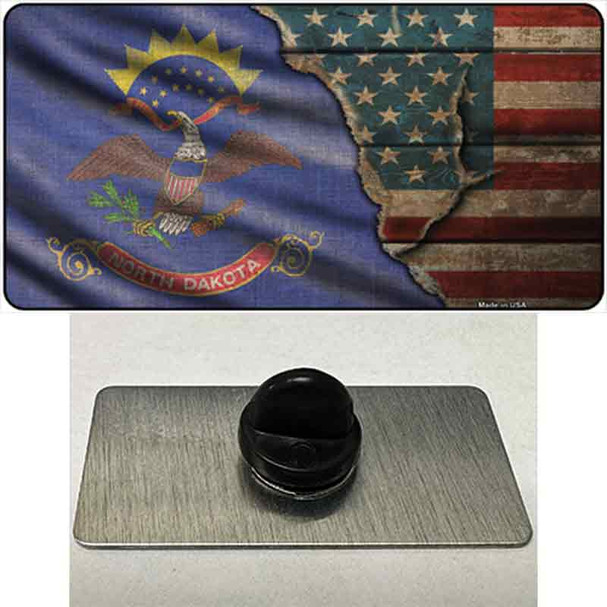 North Dakota/American Flag Wholesale Novelty Metal Hat Pin