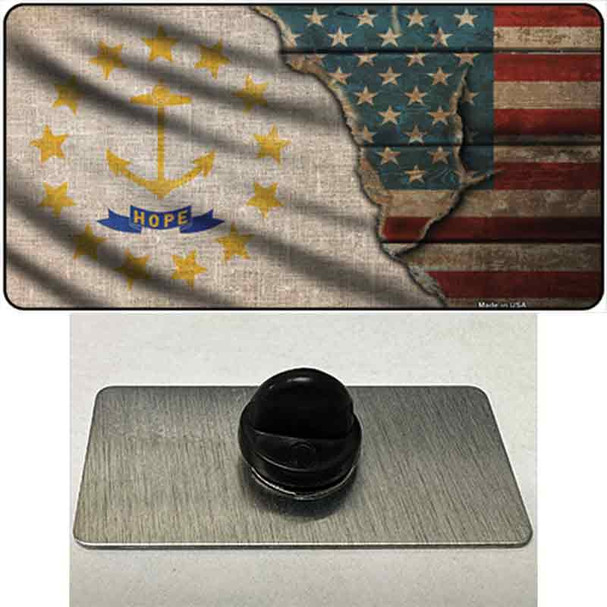 Rhode Island/American Flag Wholesale Novelty Metal Hat Pin