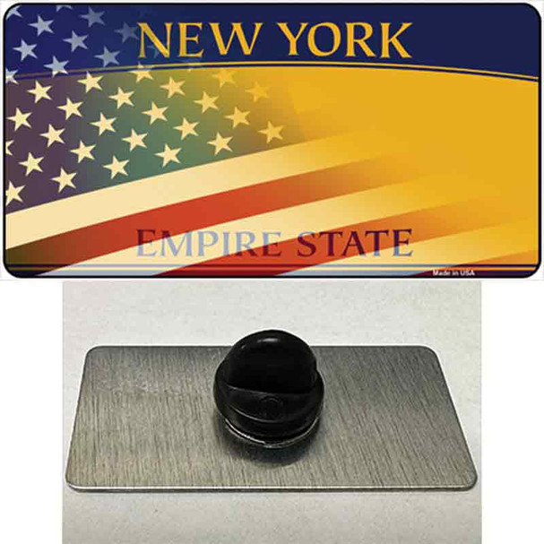 New York Yellow with American Flag Wholesale Novelty Metal Hat Pin