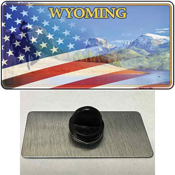 Wyoming State with American Flag Wholesale Novelty Metal Hat Pin