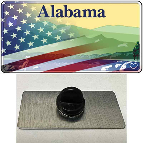 Alabama State with American Flag Wholesale Novelty Metal Hat Pin