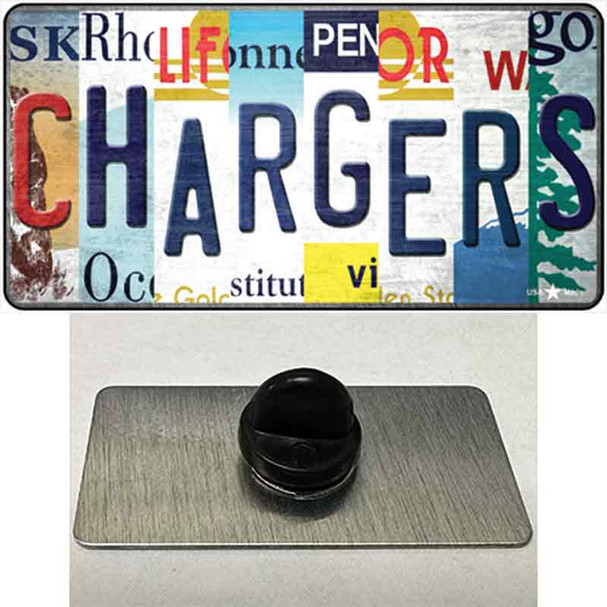 Chargers Strip Art Wholesale Novelty Metal Hat Pin Tag