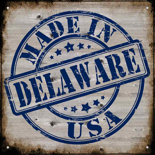 Delaware Stamp On Wood Wholesale Novelty Metal Square Sign