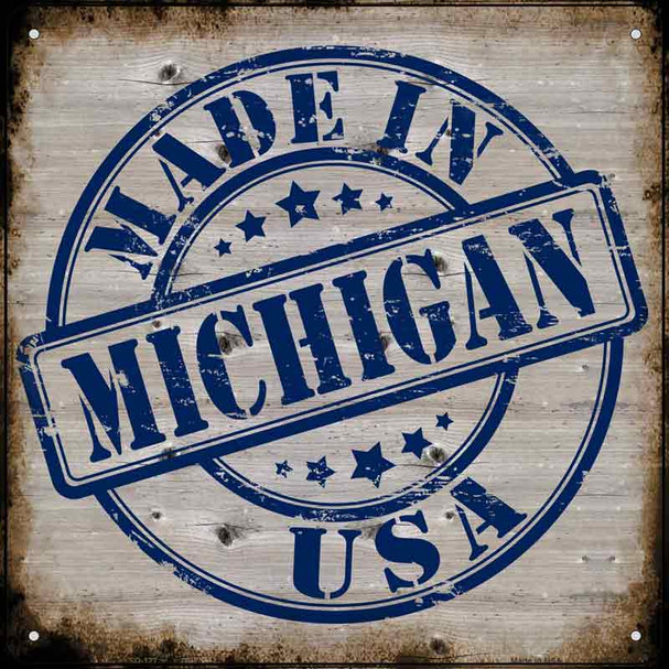 Michigan Stamp On Wood Wholesale Novelty Metal Square Sign