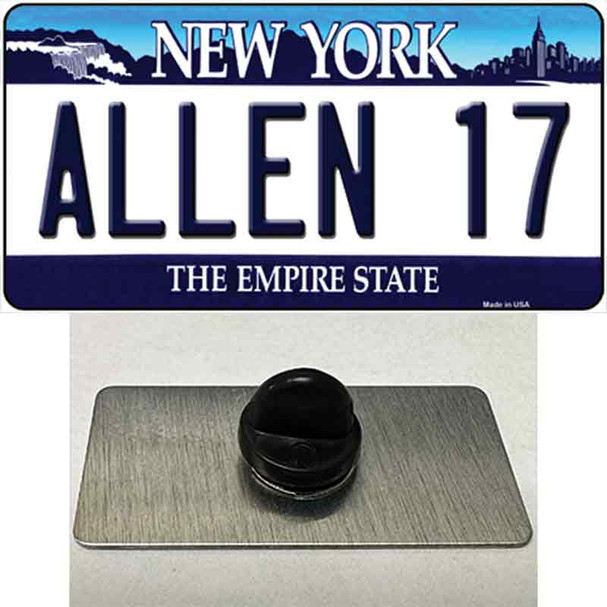 Allen 17 NY Blue Wholesale Novelty Metal Hat Pin Tag
