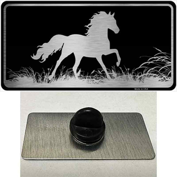 Horse Black Brushed Chrome Wholesale Novelty Metal Hat Pin