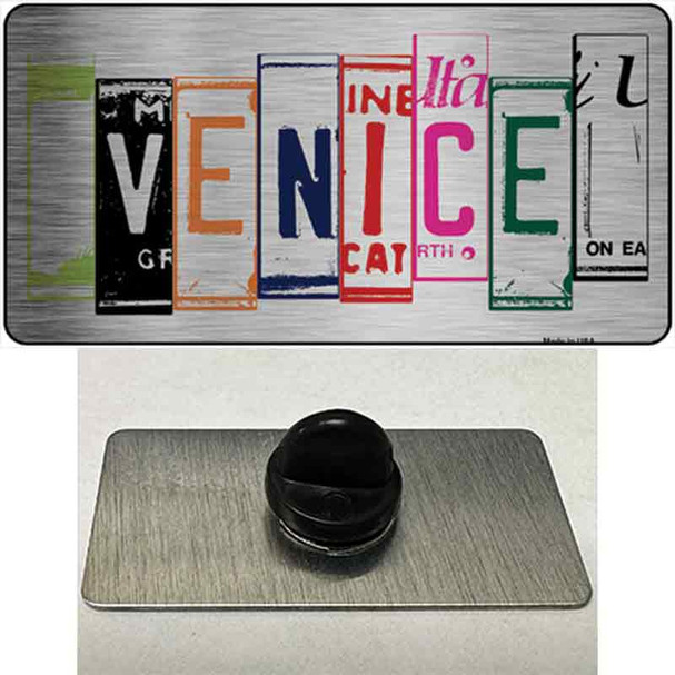 Venice License Plate Art Brushed Chrome Wholesale Novelty Metal Hat Pin Tag