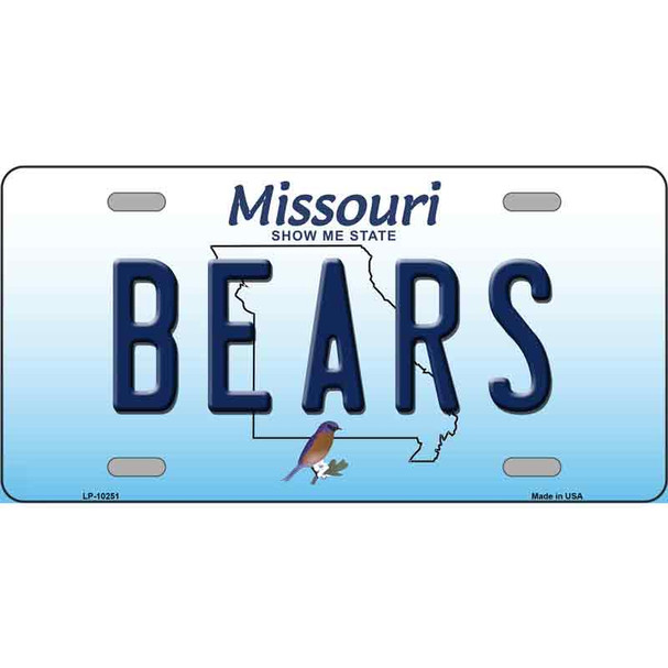 Bears Missouri Wholesale Metal Novelty License Plate