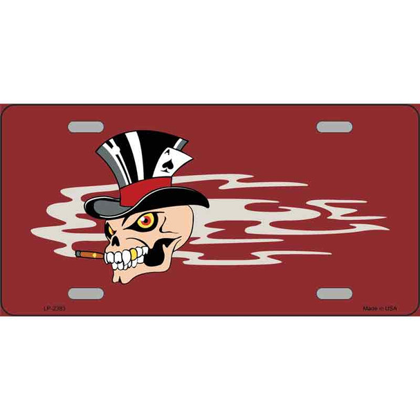 Smokin Joker Top Hat Skull Offset Wholesale Metal Novelty License Plate